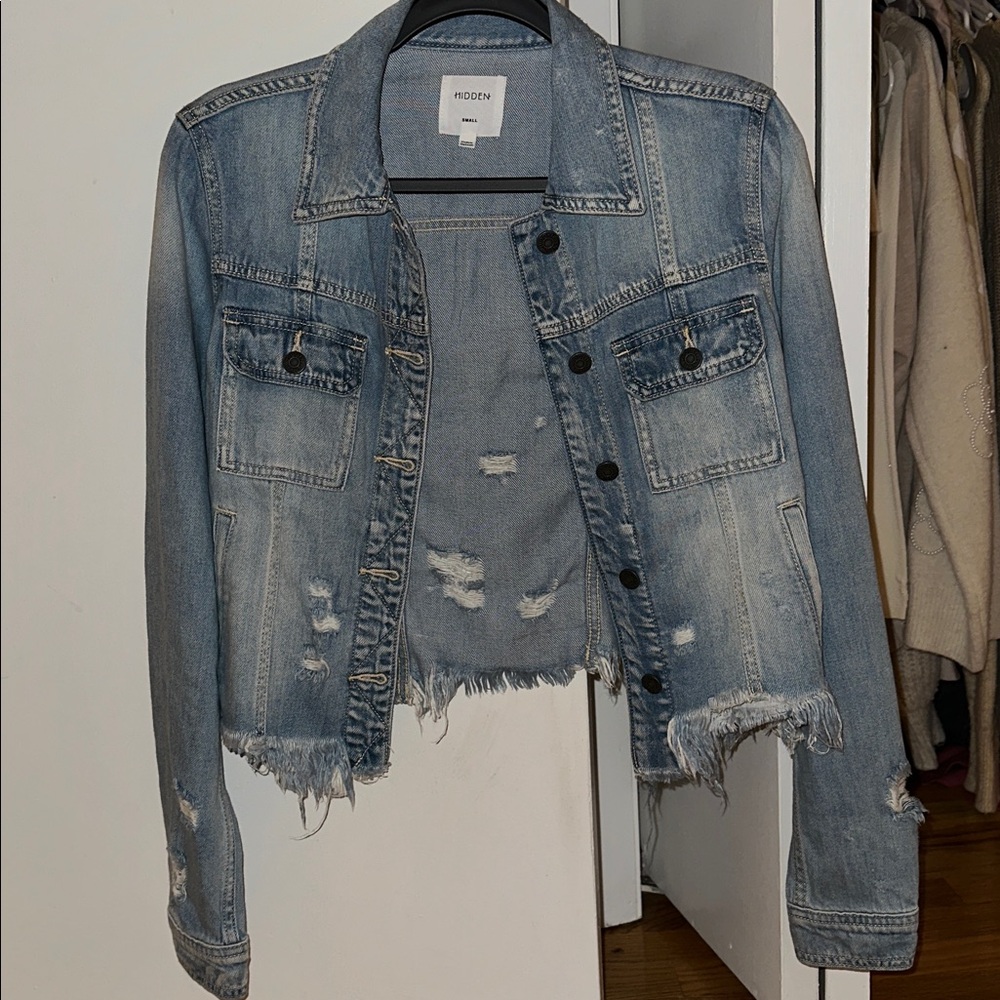HIDDEN Blue Distressed Denim Jacket